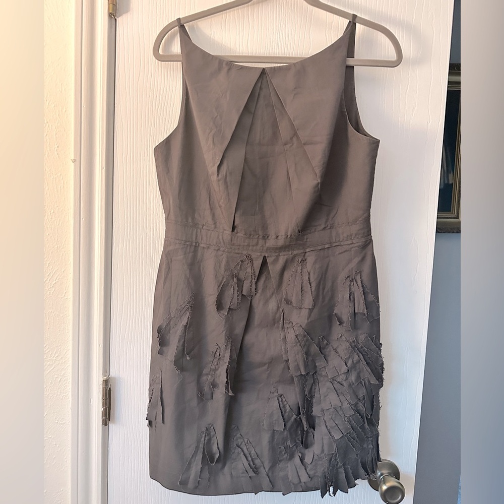 Robert Rodriguez brown pleated dress with plunge back- size 8 sleeveless